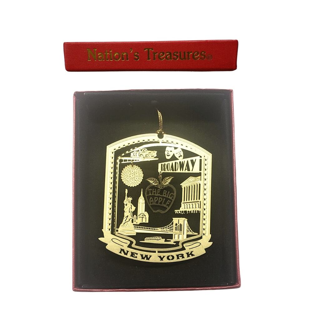 New York City Ornament Broadway Wall Street Times Square Brass Travel Souvenir